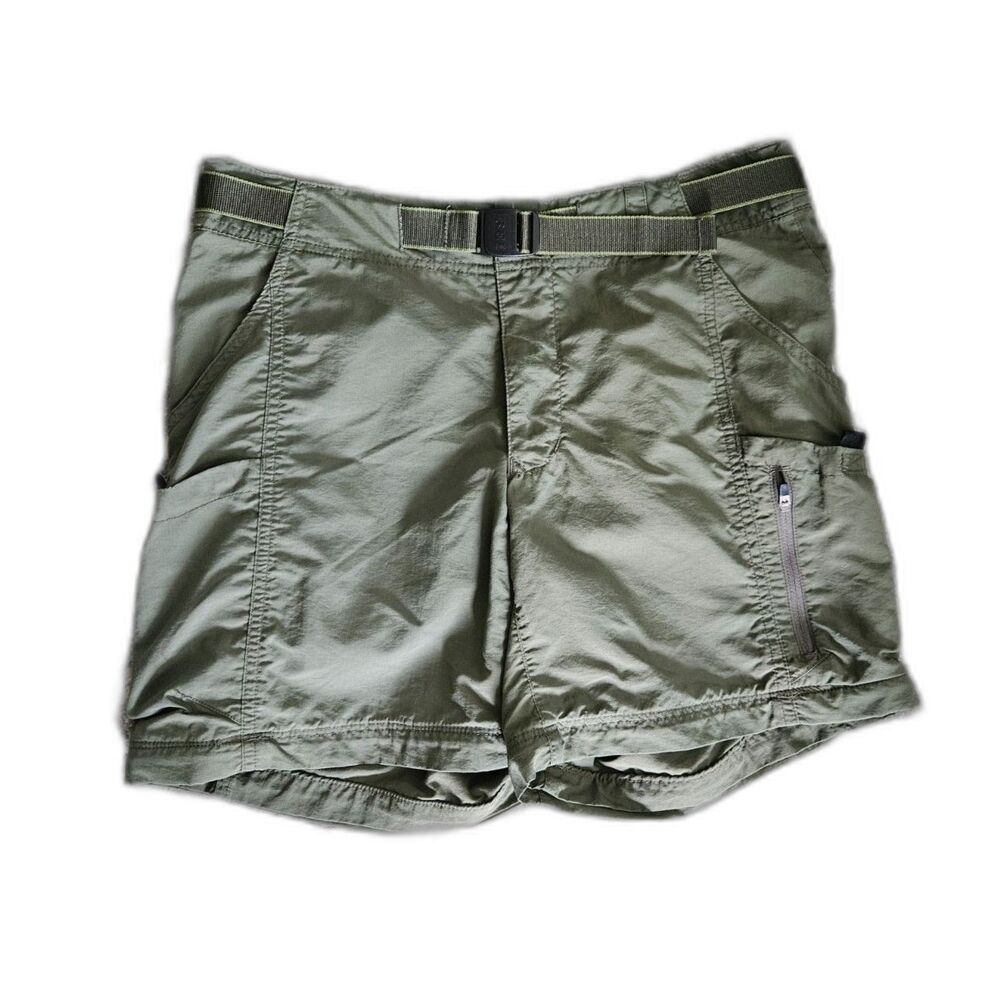 REI Sahara Cargo Hiking Shorts Olive Green UPF 50 Nylon Belted Size 8